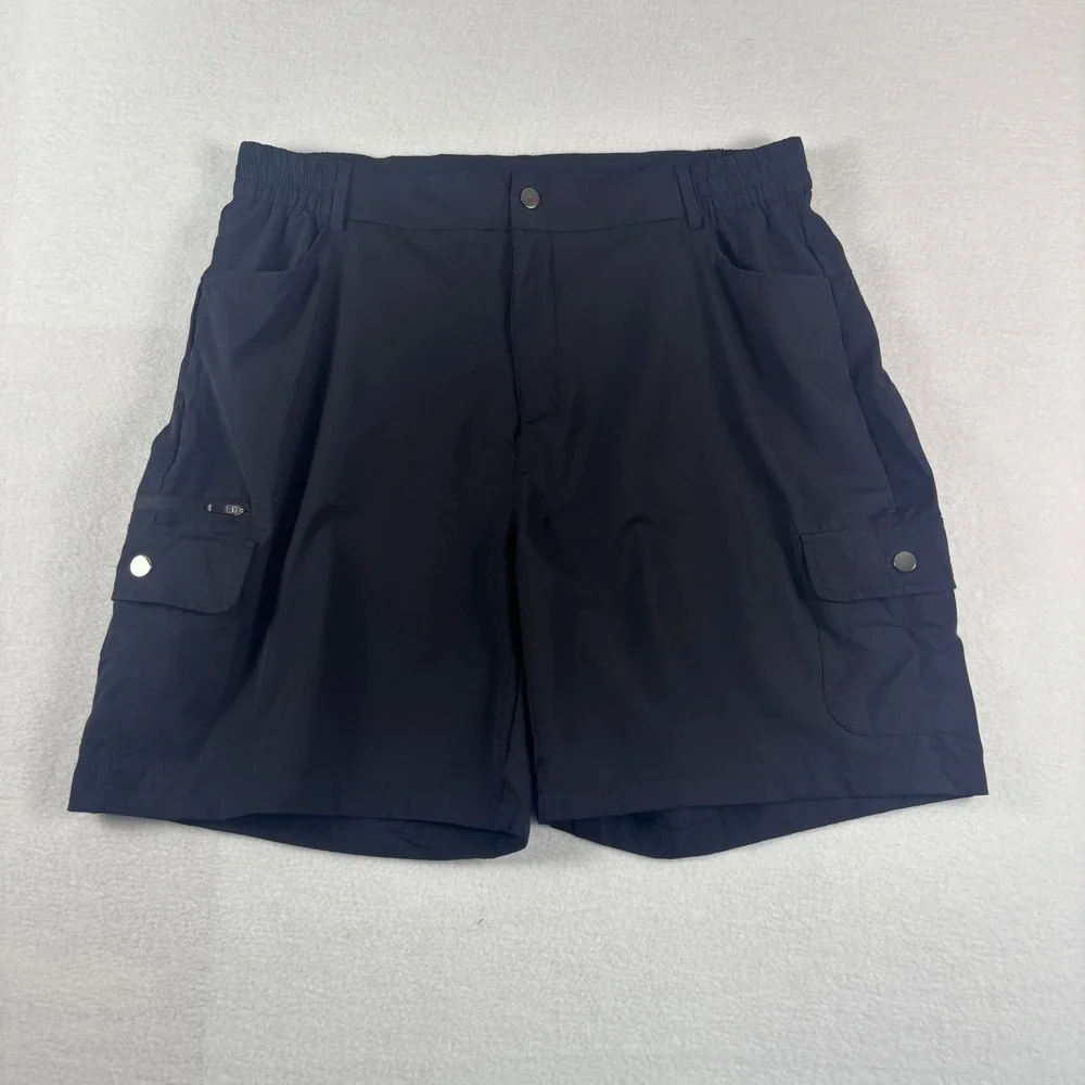 Unbranded‎ Mens Black Cargo Shorts 2XL Nylon Elastane Lightweight Utility Hiking